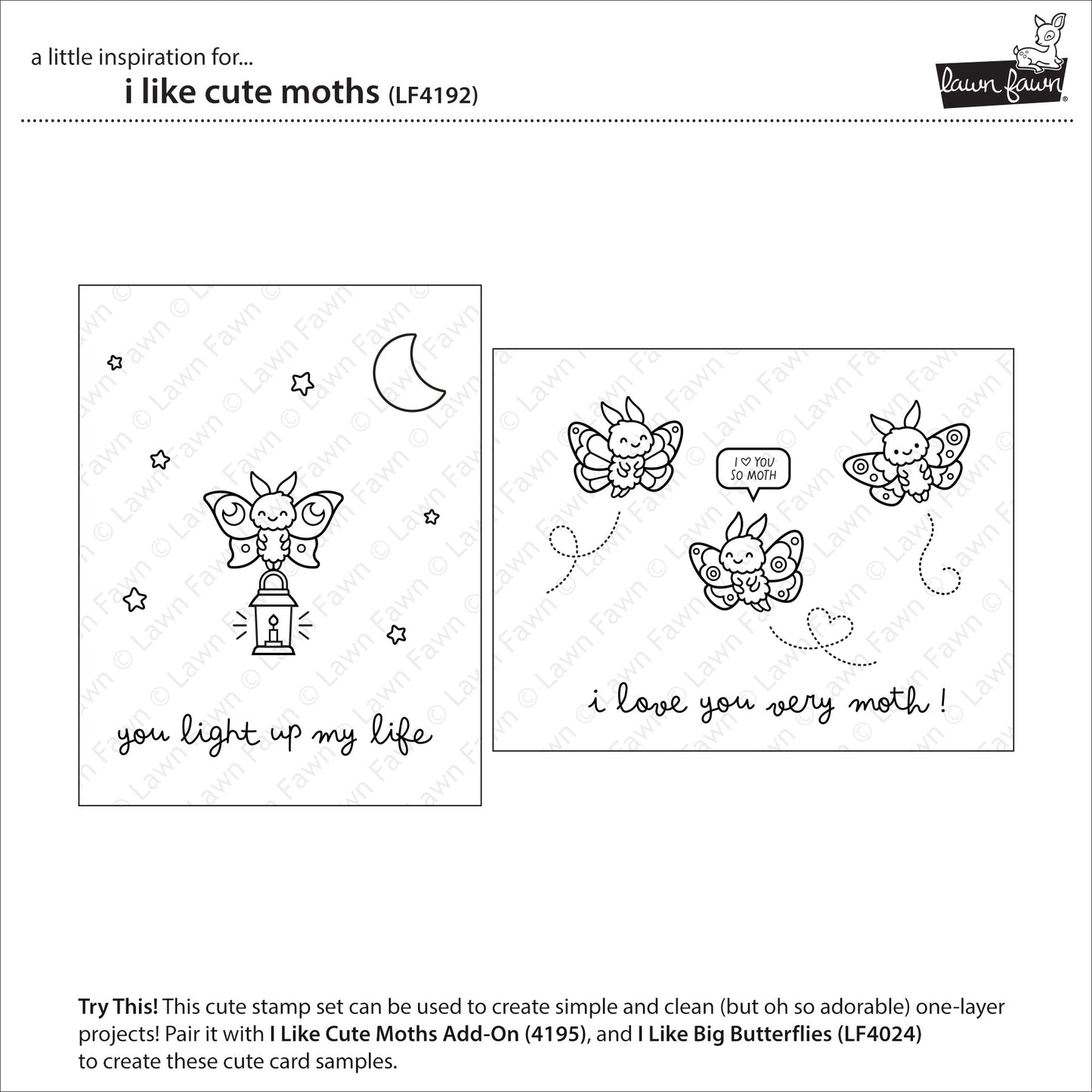 Lawn Fawn - I Like Cute Moths