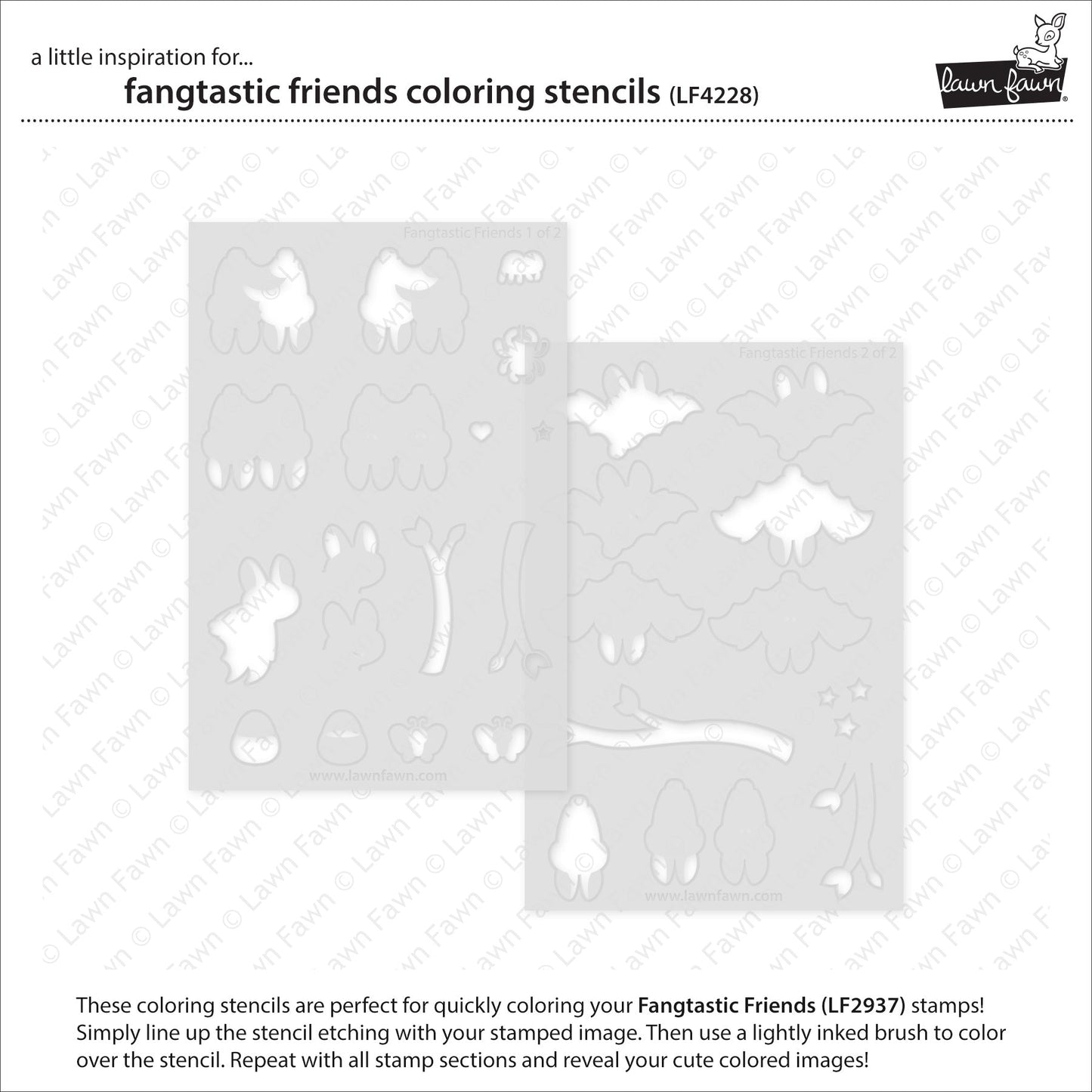 Lawn Fawn - Fangtastic Friends Coloring Stencils