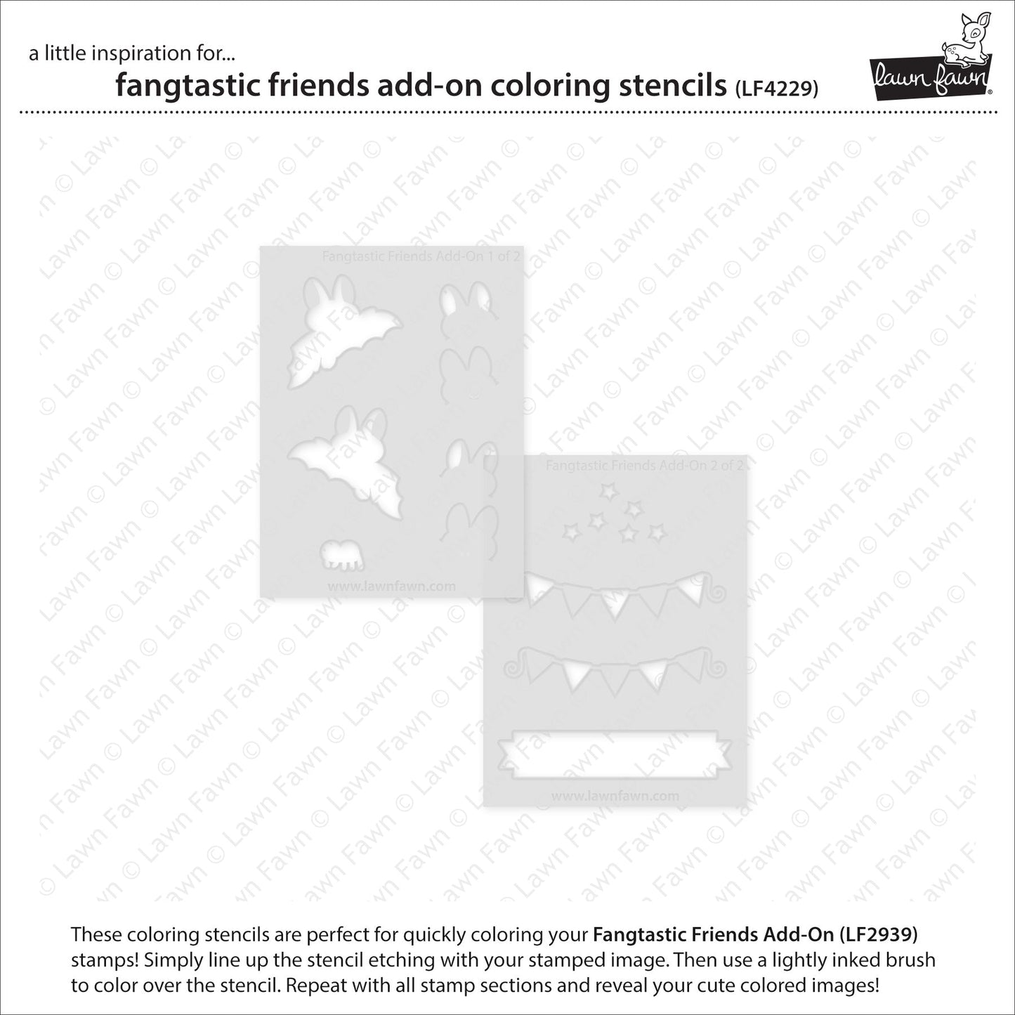 Lawn Fawn - Fangtastic Friends Add-On Coloring Stencils