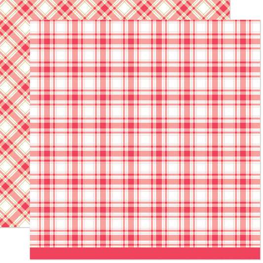 Lawn Fawn - Let It Shine Holiday Plaids - Poinsettia 12x12"