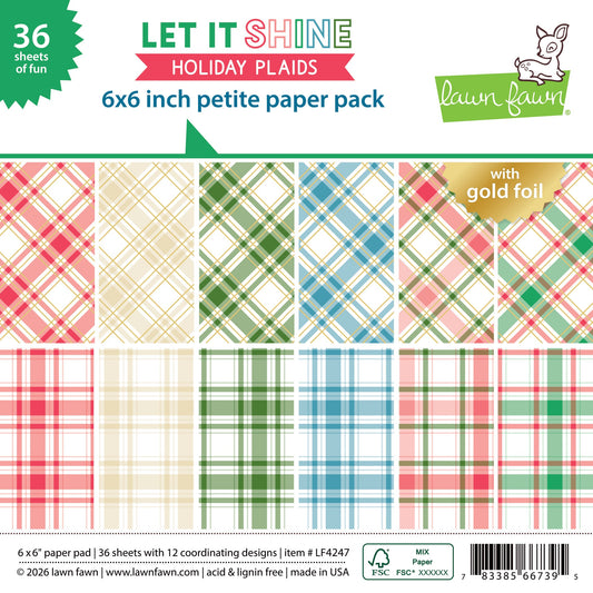 Lawn Fawn - Let It Shine Holiday Plaids - Petite Paper Pack 6x6"