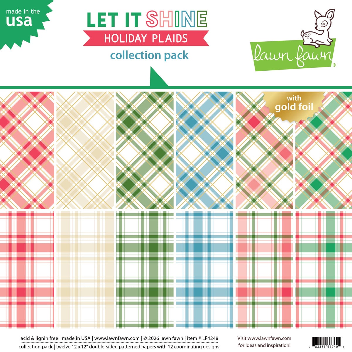 Lawn Fawn - Let It Shine Holiday Plaids - Collection Pack 12x12"