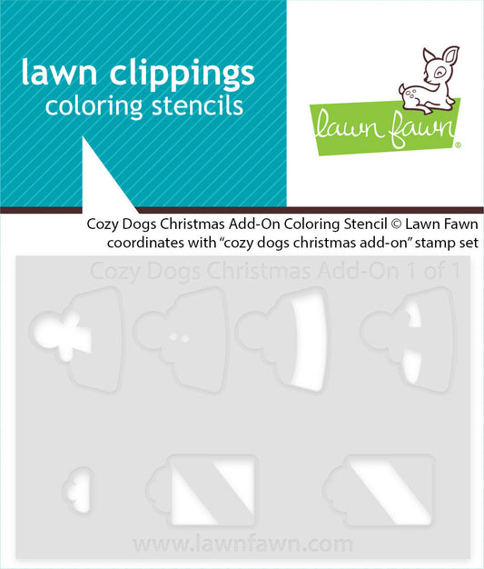 Lawn Fawn - Cozy Dogs Christmas Add-On Coloring Stencil