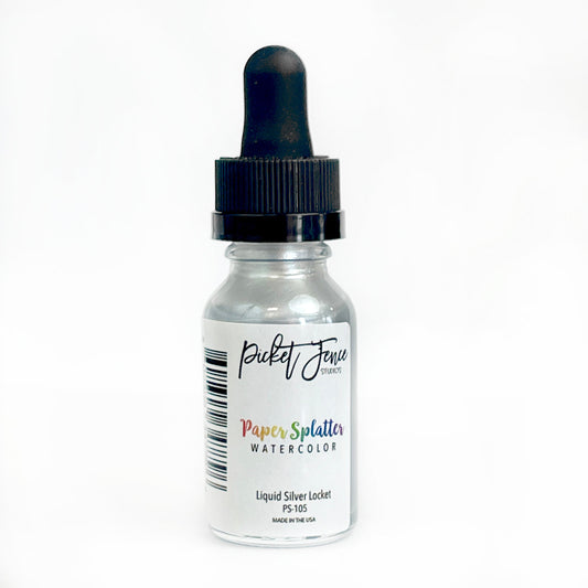 Picket Fence Studios - Paper Splatter Watercolor Liquid Silver Locket