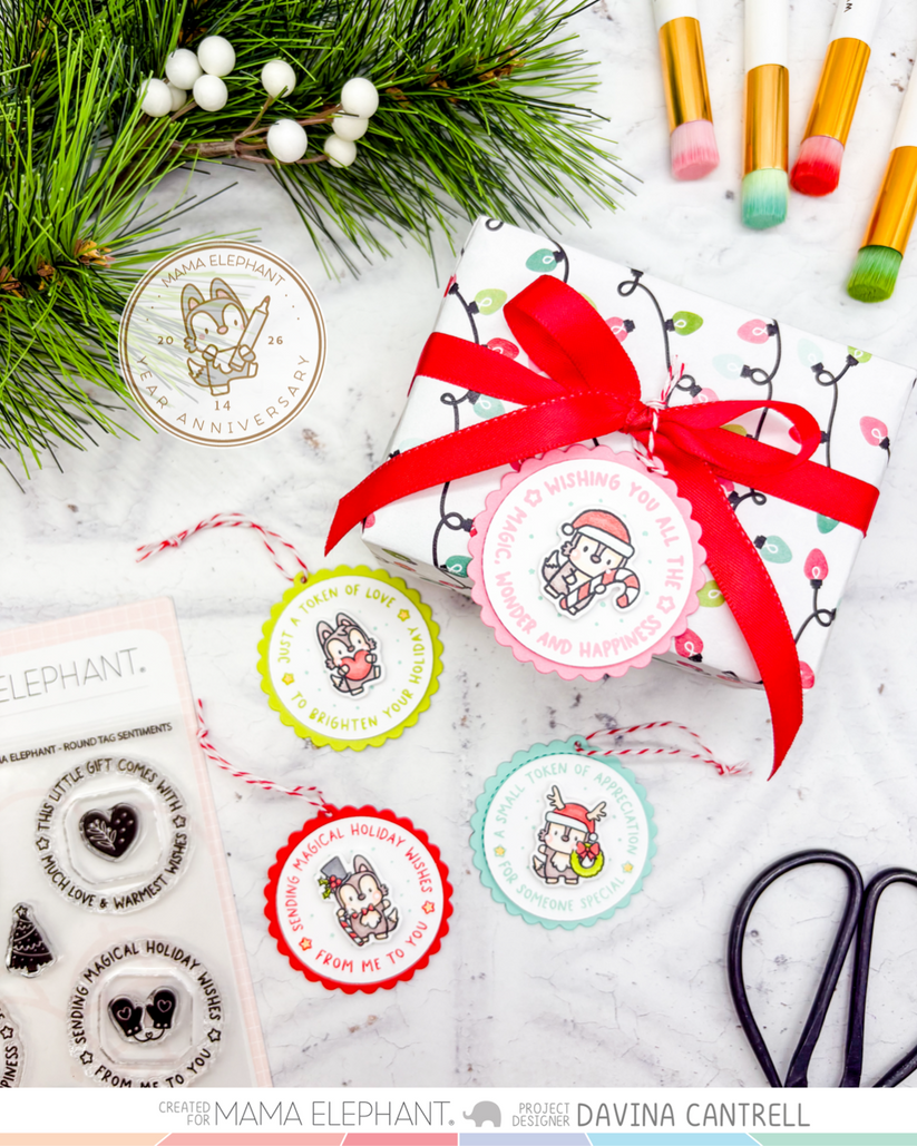 Mama Elephant - Round Tag Sentiments
