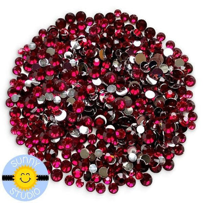 Sunny Studio Transparent Ruby Red Jewel Rhinestones Crystals- 3mm, 4mm & 5mm