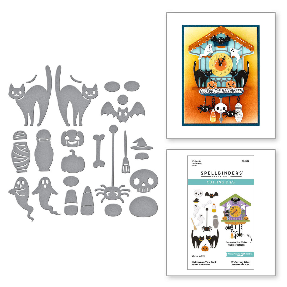 Spellbinders - Cuckoo Cottage Etched Dies Halloween Tick Tock