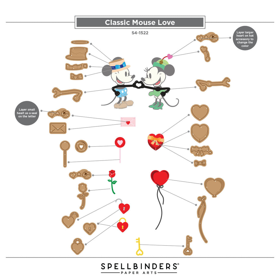 Spellbinders - Classic Mouse Love Etched Dies Add-On