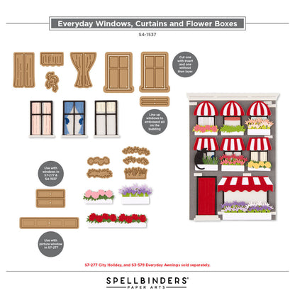 Spellbinders - Everyday Windows, Curtains and Flower Boxes Etched Dies