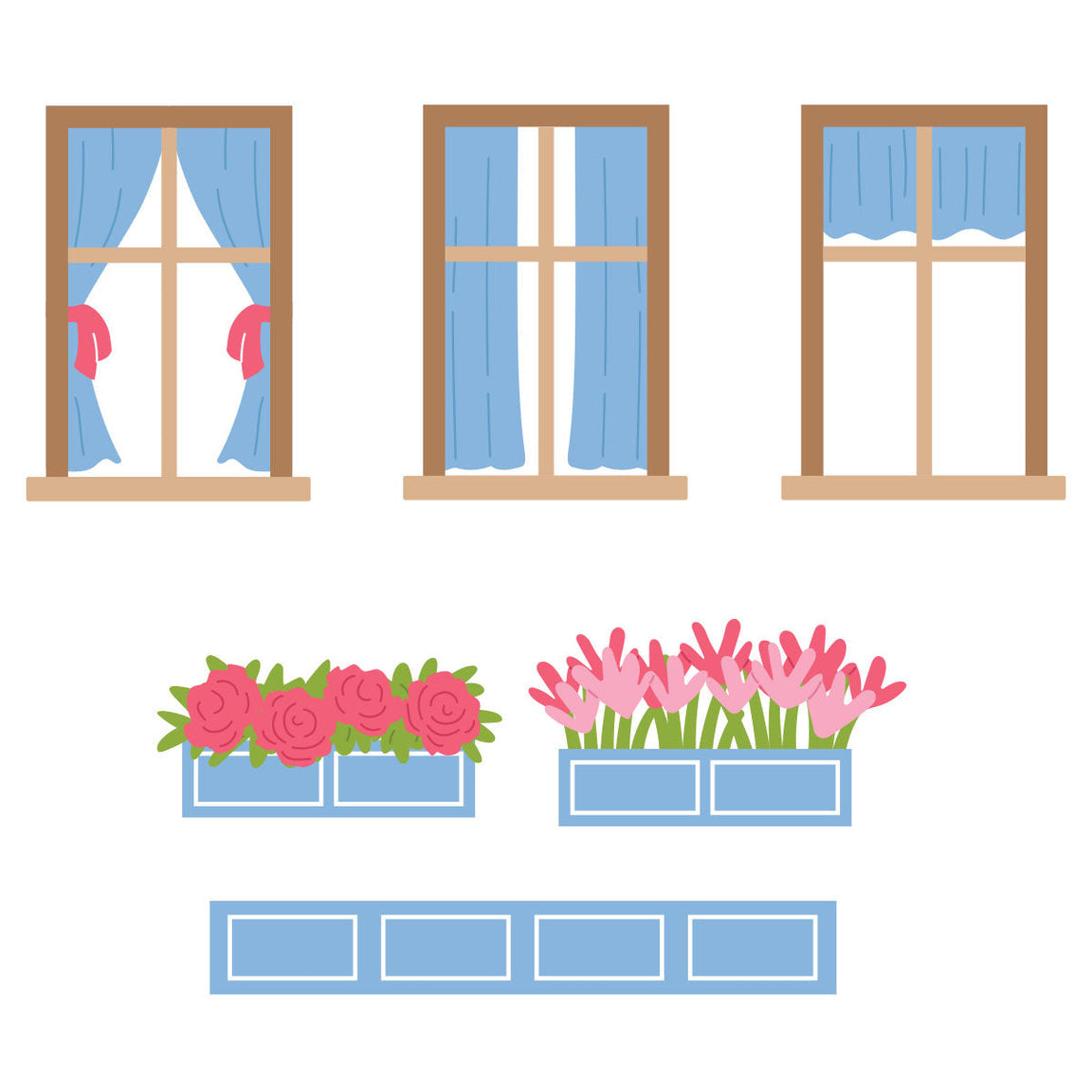 Spellbinders - Everyday Windows, Curtains and Flower Boxes Etched Dies