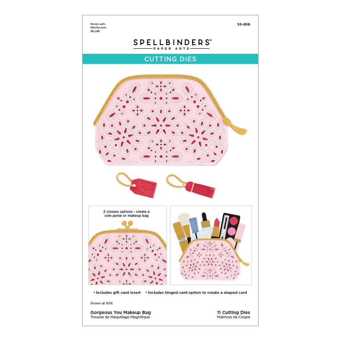 Spellbinders - Gorgeous You Makeup Bag Etched Dies