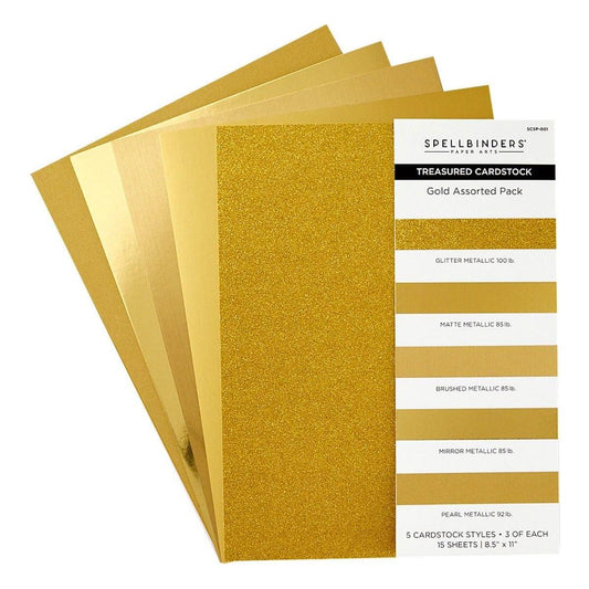 Spellbinders - Gold Assortment Treasured Cardstock  8 1/2" X 11 -15 Pack