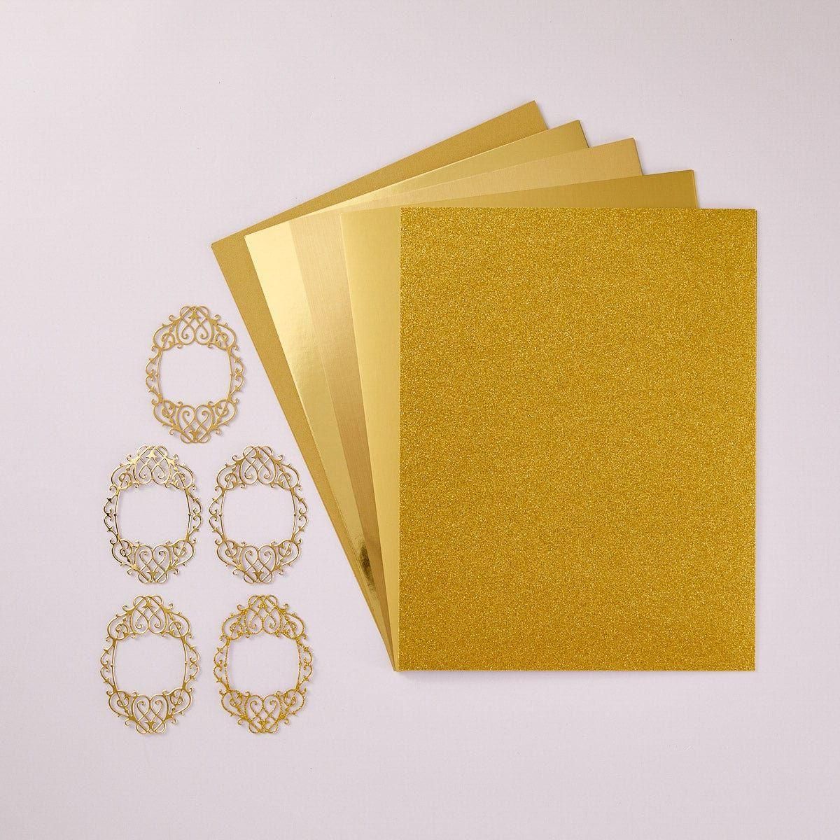 Spellbinders - Gold Assortment Treasured Cardstock  8 1/2" X 11 -15 Pack