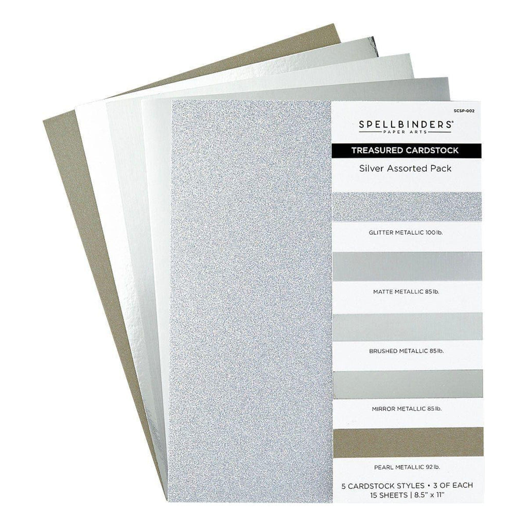 Spellbinders - Silver Assortment Treasured Cardstock  8 1/2" X 11 -15 Pack