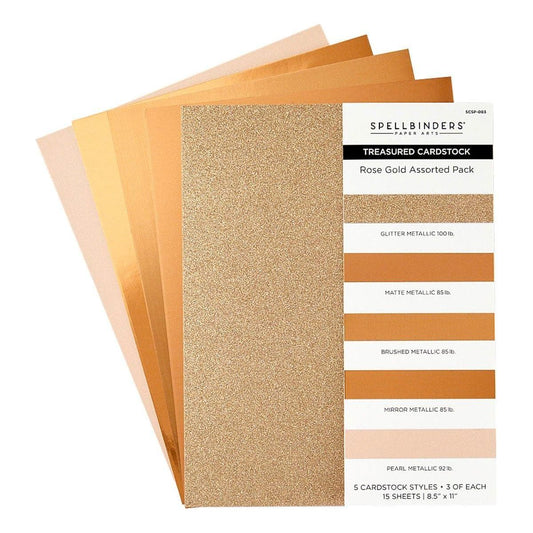 Spellbinders - Rose Gold Assortment Treasured Cardstock  8 1/2" X 11 -15 Pack