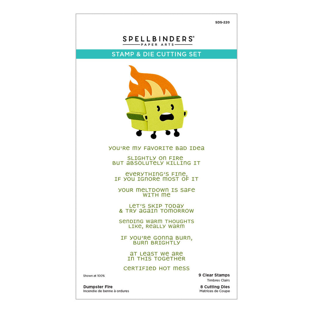 Spellbinders -This Is Life Clear Stamp & Die Set Dumpster Fire