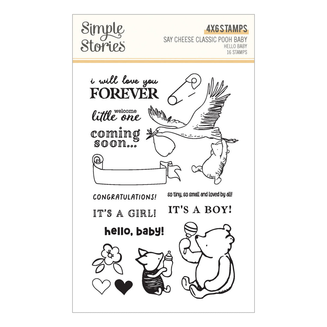 Spellbinders - Classic Pooh Baby Stamp & Die Bundle Hello Baby
