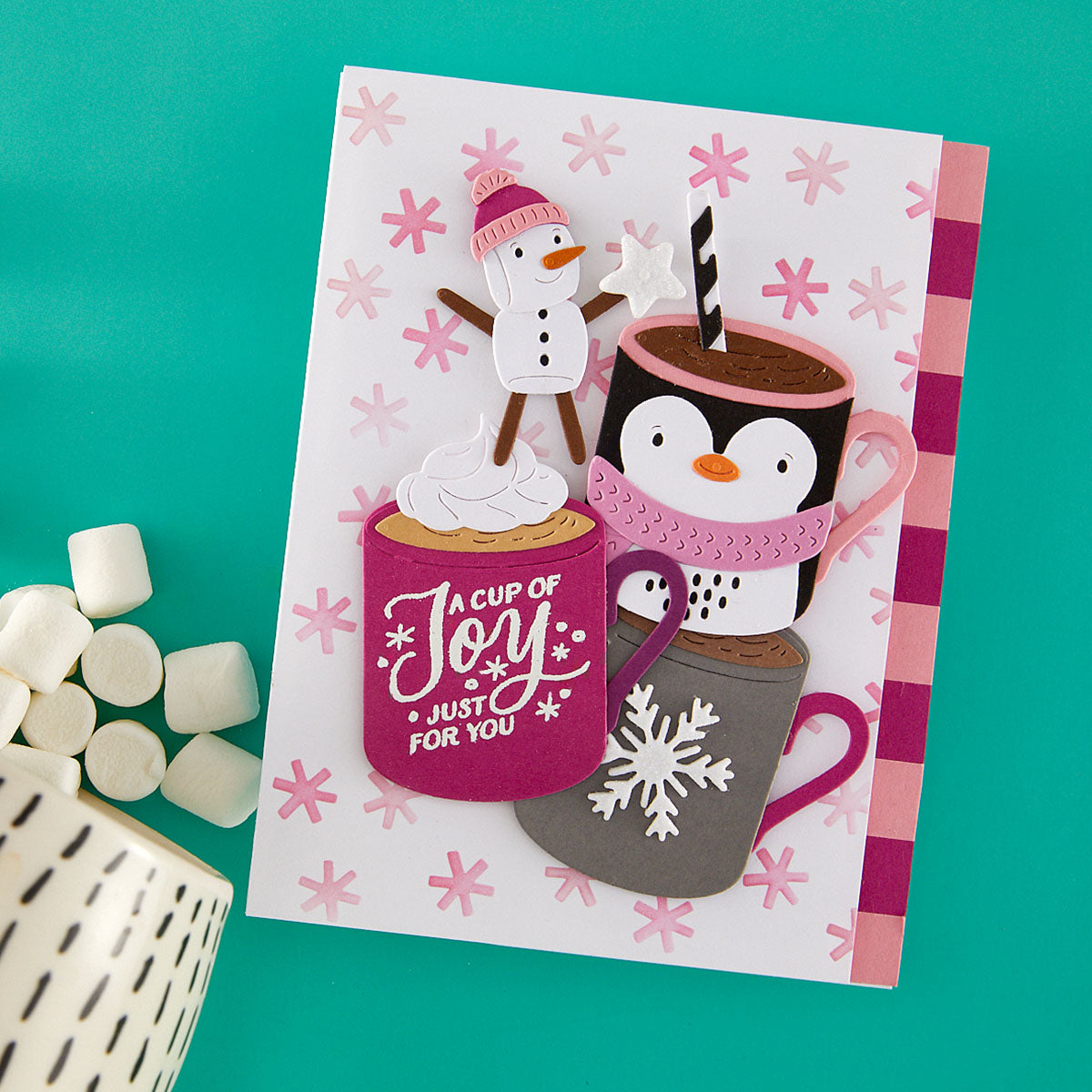 Spellbinders - Mugs & Kisses Stencil Snow Joy