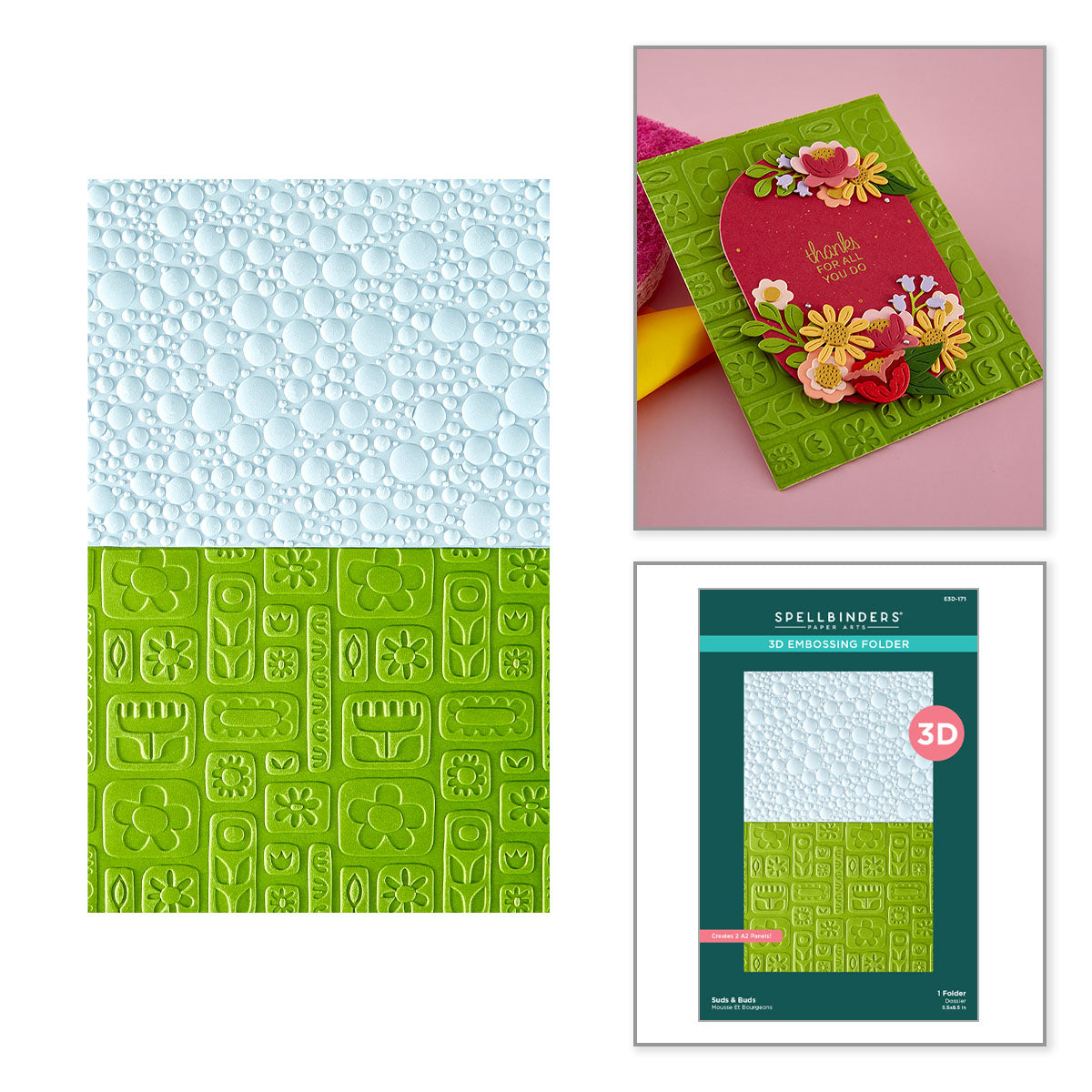 Spellbinders - Suds & Buds 3D Embossing Folder