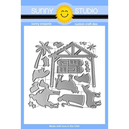 Sunny Studio Nativity Scene Builder Christmas Metal Cutting Craft Dies with Stable, Mary, Joseph, Jesus, Wise Men, & Shepherd