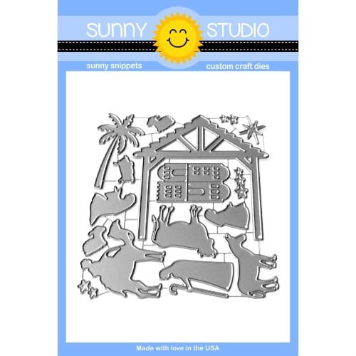 Sunny Studio Nativity Scene Builder Christmas Metal Cutting Craft Dies with Stable, Mary, Joseph, Jesus, Wise Men, & Shepherd
