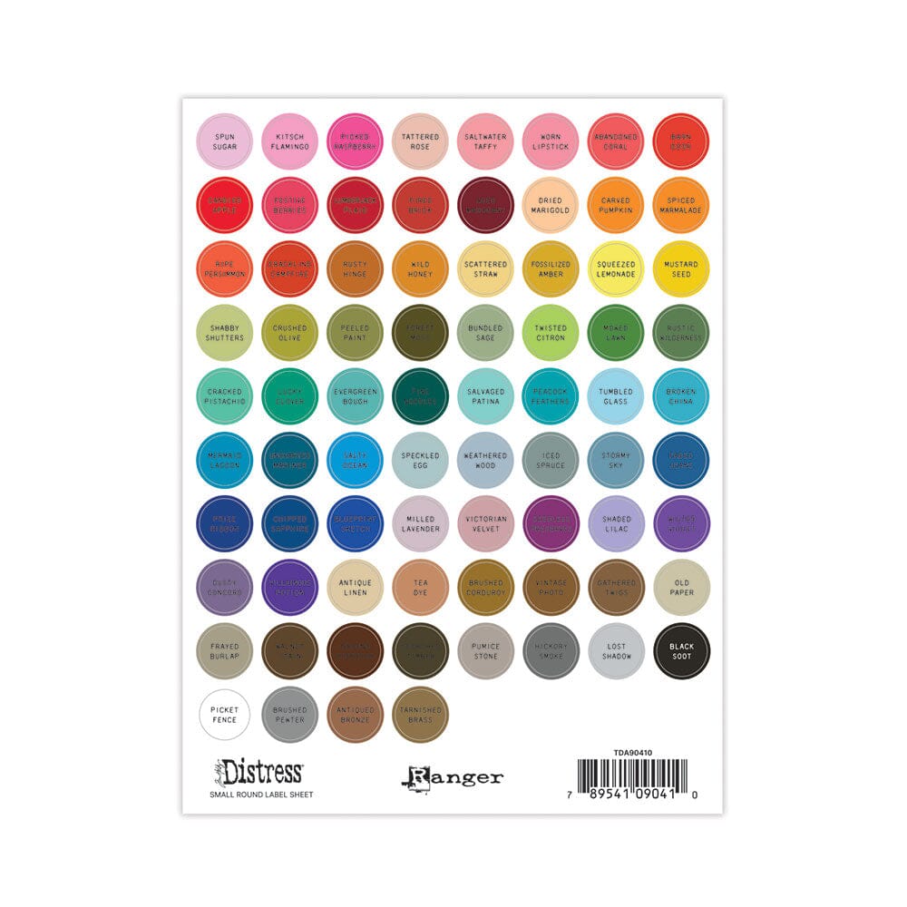 Ranger - Tim Holtz Distress® Small Round Label Sheet - Black Printing