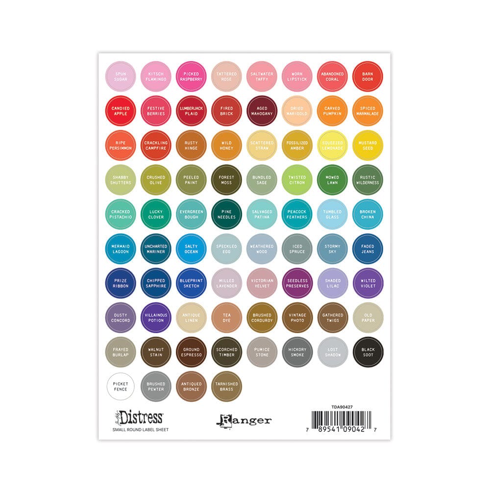 Ranger - Tim Holtz Distress® Small Round Label Sheet - White Printing