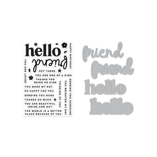 Hero Arts - You've Got a Friend Clear Stamp & Die Bundle Hello Friend
