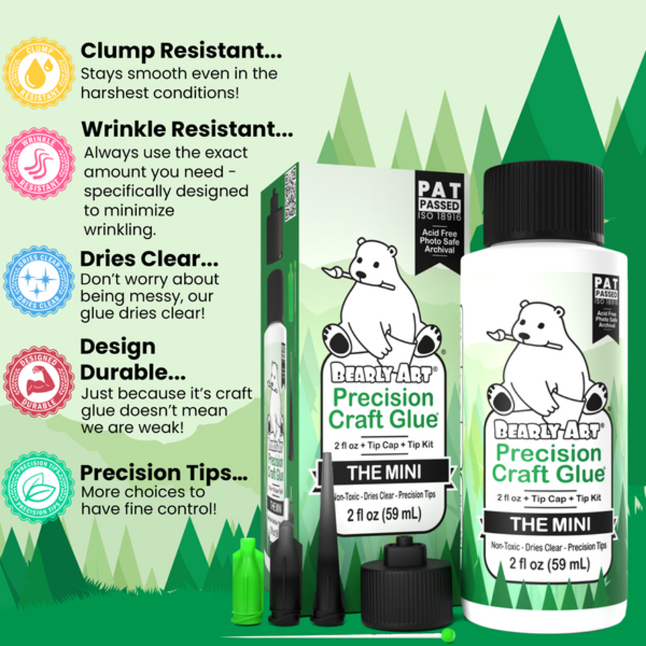 Bearly Art - Precision Craft Glue - The Mini 2 fl oz + Tip Kit