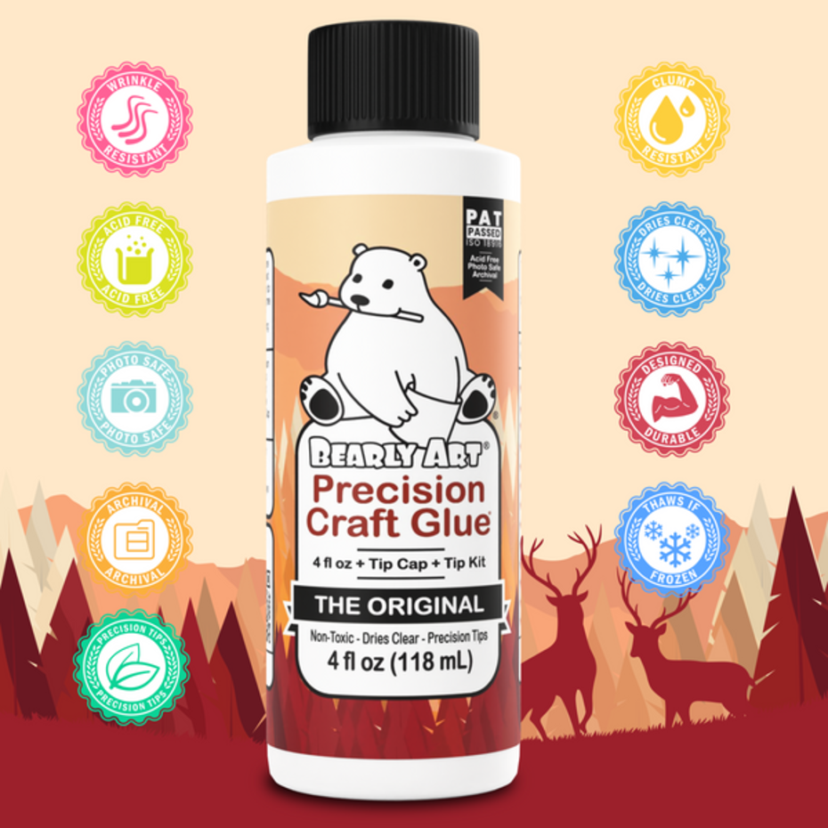 Bearly Art - Precision Craft Glue - The Original 4 fl oz + Tip Kit