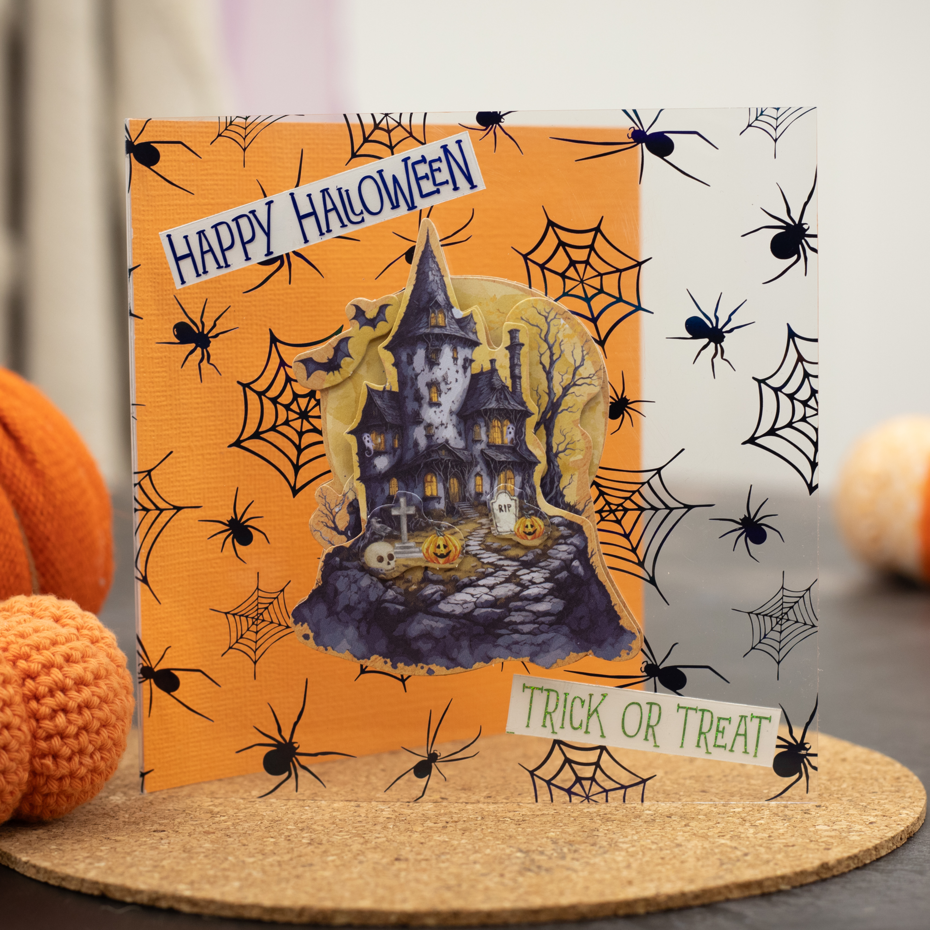Crafter's Companion - Luxury Foiled Acetate Trick Or Treat Spiderweb 8x8" (1pc)