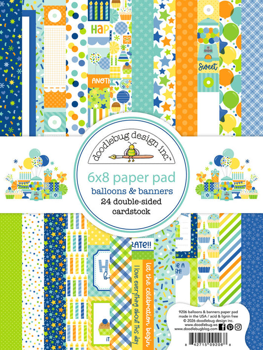 Doodlebug Design Balloons & Banners 6x8 Inch Paper Pad (9206)