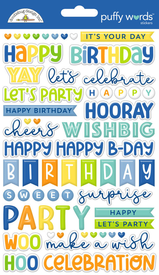 Doodlebug Design Balloons & Banners Puffy Words Stickers (9192)