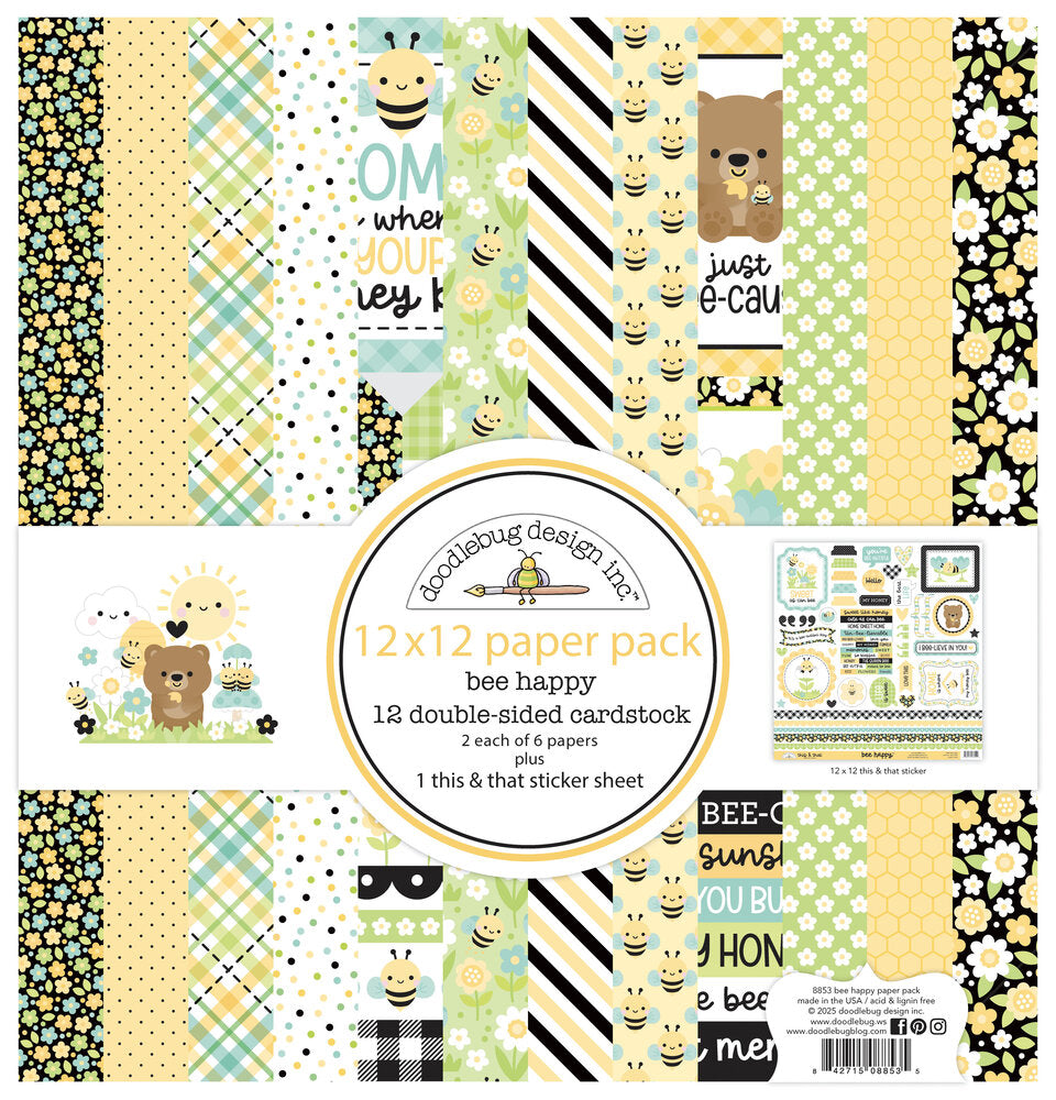 Doodlebug Design - Bee Happy 12x12 Inch Paper Pack