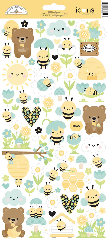 Doodlebug Design - Bee Happy Icons Stickers