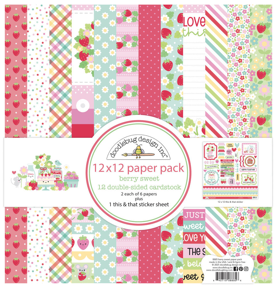 Doodlebug Design - Berry Sweet Paper Pack 12x12"