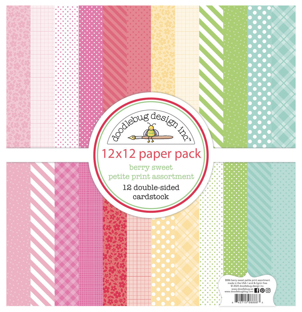 Doodlebug Design - Berry Sweet 12x12 Inch Petite Prints Assortment Pack