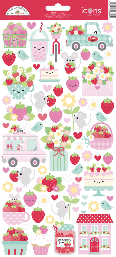 Doodlebug Design - Berry Sweet Icons Stickers