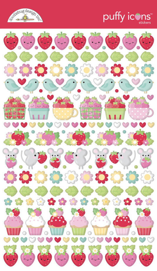 Doodlebug Design - Berry Sweet Puffy Icons Stickers