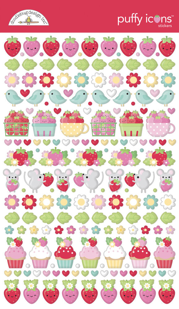 Doodlebug Design - Berry Sweet Puffy Icons Stickers
