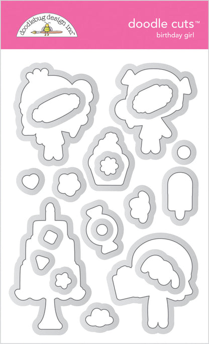 SET DEAL: Doodlebug Design - Birthday Girl Doodle Stamps + Metal Dies