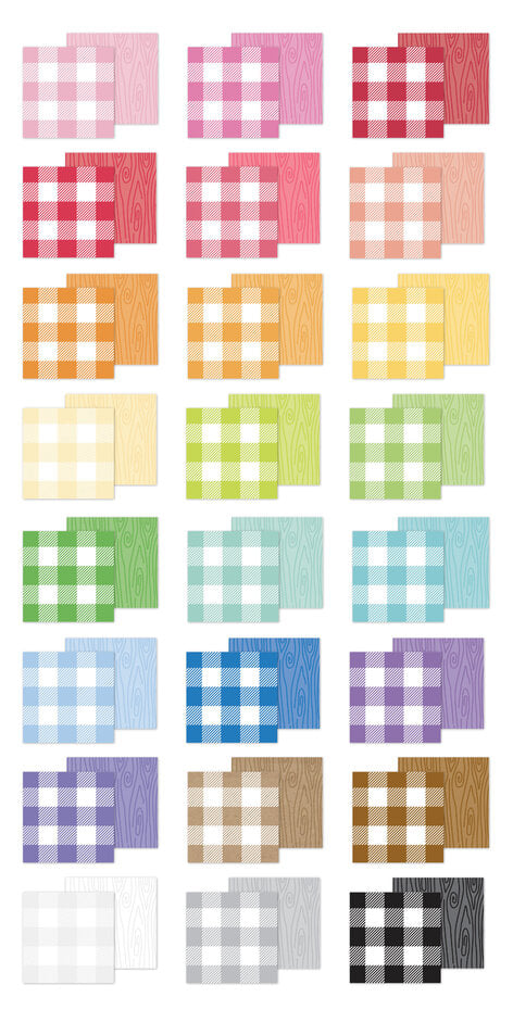 Doodlebug Design Buffalo Check-Wood Grain Rainbow 6x8 Inch Petite Prints Paper Pad (9059)