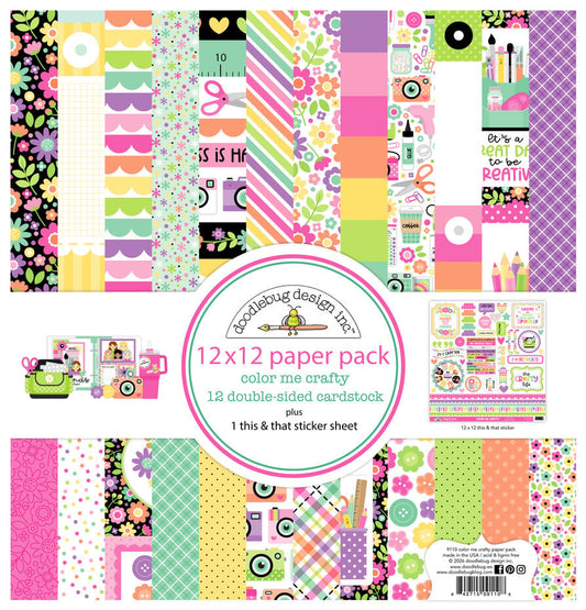 Doodlebug Design Color Me Crafty 12x12 Inch Paper Pack (9110)