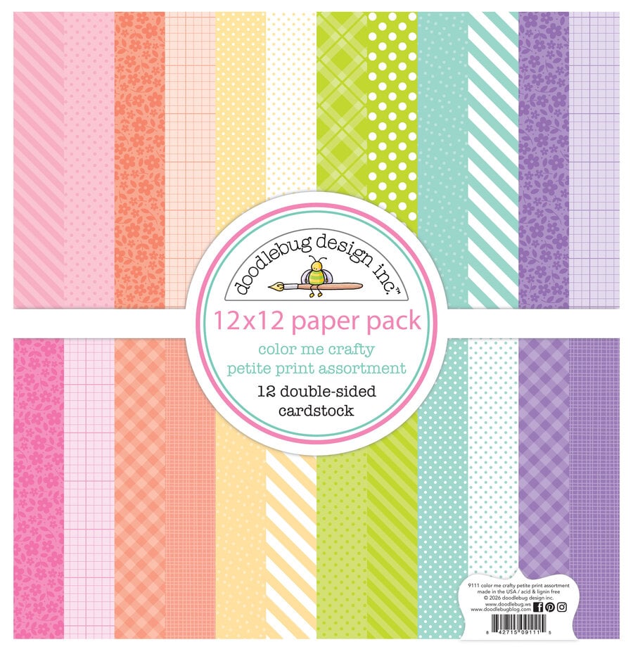 Doodlebug Design Color Me Crafty 12x12 Inch Petite Prints Assortment Pack (9111)