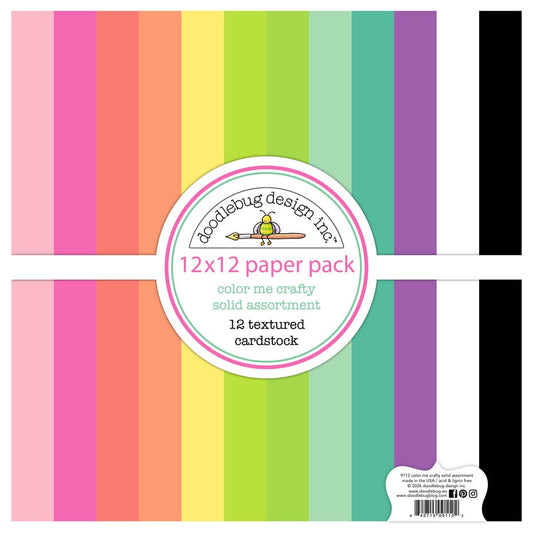 Doodlebug Design Color Me Crafty 12x12 Inch Textured Cardstock Assortment Pack (9112)