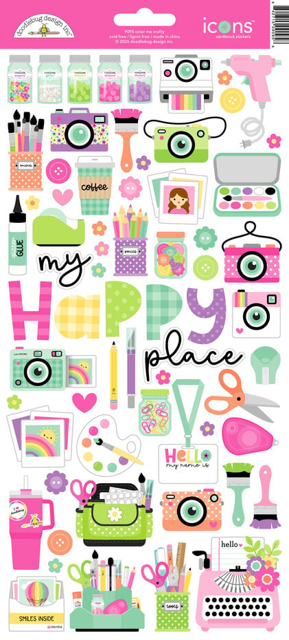 Doodlebug Design Color Me Crafty Icons Stickers (9095)