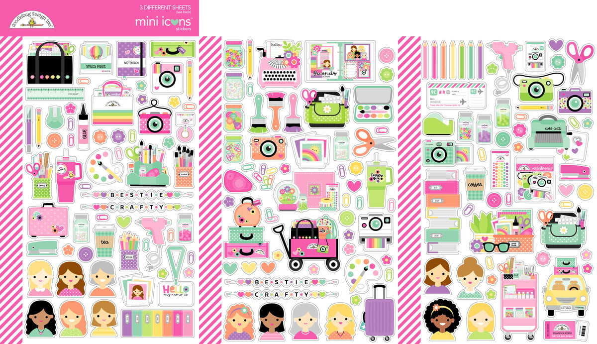 Doodlebug Design Color Me Crafty Mini Icons Stickers (9076)
