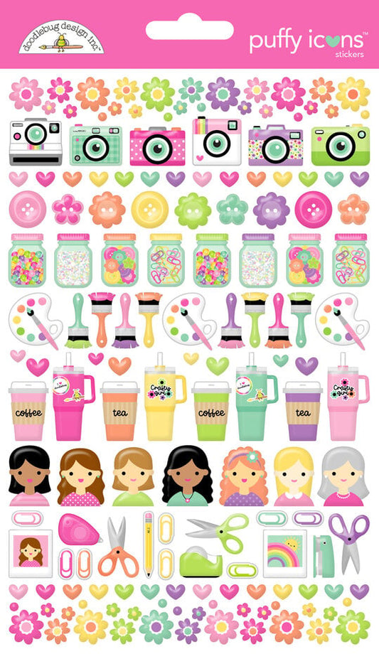 Doodlebug Design Color Me Crafty Puffy Icons Stickers (9077)