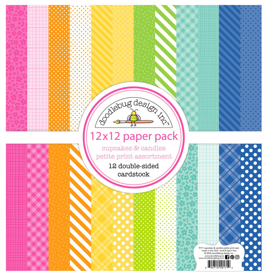 Doodlebug Design Cupcakes & Candles 12x12 Inch Petite Prints Assortment Pack (9171)