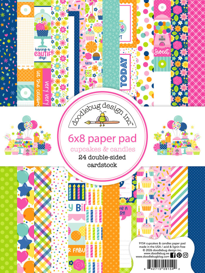 Doodlebug Design Cupcakes & Candles 6x8 Inch Paper Pad (9154)